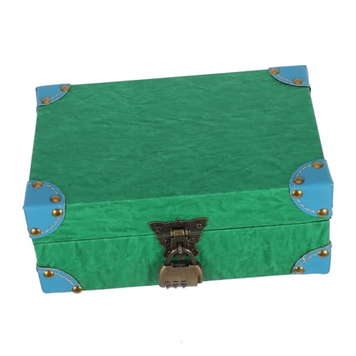 IMIKEYA Kasten Retro- Aus Holz Truhe Aus Holz Schatzkiste Groß Vintage-koffer Aufbewahrungskiste Aus Holz Schatztruhe Für Truhe Mit Schloss Green Legierung