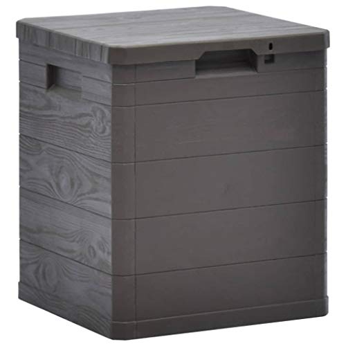 yorten Garten Aufbewahrungsbox Abschließbar Garten Box Truhe Werkzeugkasten 90 L aus Kunststoff mit Holzoptik 42,5 x 44 x 50 cm (L x B x H) Braun