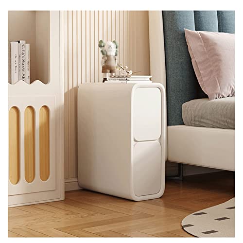 Schmaler Nachttisch mit 2 Schubladen, schmaler Nachttisch aus Mikrofaser-Leder, minimalistischer Sofa-Beistelltisch für kleine Räume, Schlafzimmer, Aufbewahrungsschrank und Truhe