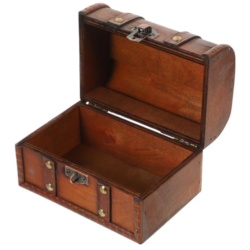 VOSAREA Box Vintage Holzkiste Mit Schloss Schmucktruhe Schmucktruhe Aufbewahrungskiste Retro Schmucketui Ringohrringe Truhe Antike Truhe Holztruhe Süßigkeitenetui Aus Holz