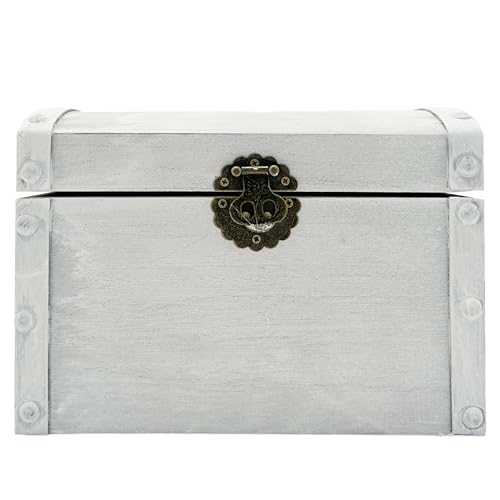 Knüllermarkt I Holz Truhe grau weiß ca.25cm Vintage Box Aufbewahrung Schatztruhe rustikal