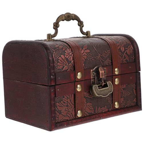 OKUMEYR Piraten Schatztruhe Aus Holz Mit Schloss Vielseitige Für Schmuck Dekorative Truhe Mit Fächern Vintage Design