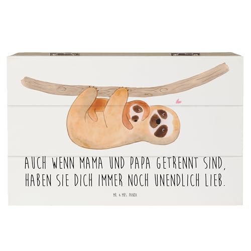 Mr. & Mrs. Panda 19 x 12 cm Holzkiste Trennung von den Eltern - Geschenk, Geborgenheit, Truhe, Erinnerungskiste, Schatzkiste, Kind Trost,