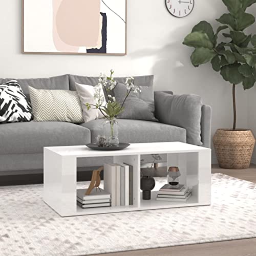 BUKSCYJS Kleiner Couchtisch,Truhentisch Couchtischcouchtisch Hochglanz-Weiß 100x50x36 cm Holzwerkstoffgeeignet FüR Wohnzimmer, Neben Dem Sofa, Arbeitszimmer, Konferenzraum