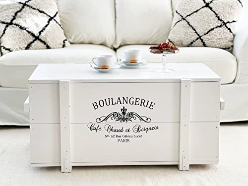 Uncle Joe´s Truhe Boulangerie Couchtisch Truhentisch im Vintage Shabby chic Style aus Massiv-Holz in Weiss mit Stauraum und Deckel Holzkiste Beistelltisch Landhaus Wohnzimmertisch Holztisch weiß