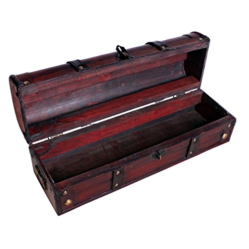 Schatztruhe Holztruhe Schatzkiste Kiste Piratenkiste mit Metallbeschlägen Antikoptik Holz Box Truhe Bar Schmuckkasten Weintruhe Aufbewahrungsbox Holz Optik Schmuckkiste Schmuckbox Grösse S SK004