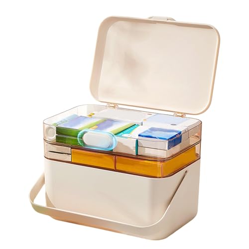 Medizinbox - Truhe Aufbewahrungsbox | Doppellagige Medikamentenbox | Große Kapazität Medizinbox | Puzzlebox | Tragbare Box mit Deckel | Medikamenten-Aufbewahrung sbox | Medizinschrank | Haushalt