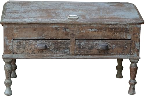 GURU SHOP Boden Schreibpult, Truhe im Shabby Chic Look mit 2 Schubladen - Modell 6, 47x74x43 cm
