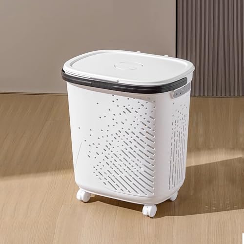 CLLXDZ Wäschekorb mit Deckel Wäschesammler schmal mit Wäschesack Groß Faltbarer Wäschesortierer Holz Wäschetruhe hoch Laundry Baskets(Black,50cm/20in)