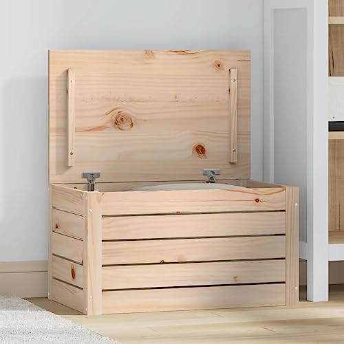 LAPOOH Truhe 59,5x36,5x33 cm Massivholz Kiefer Sitzbank Mit Stauraum, Wäschetruhe, Spielzeugkiste, Aufbewahrungstruhe, Aufbewahrung, Jugendzimmer Möbel, Truhenbank Mit Stauraum - 823614