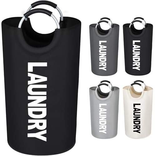 Votoko Wäschesammler mit Griff, 82L Wäschekorb Faltbare Wäschesack aus Oxford-Stoff, Wasserdicht Wäschebehälter Laundry Baskets, Wäschesortierer Aufbewahrungsbehälter für Schlafgemach, Schwarz