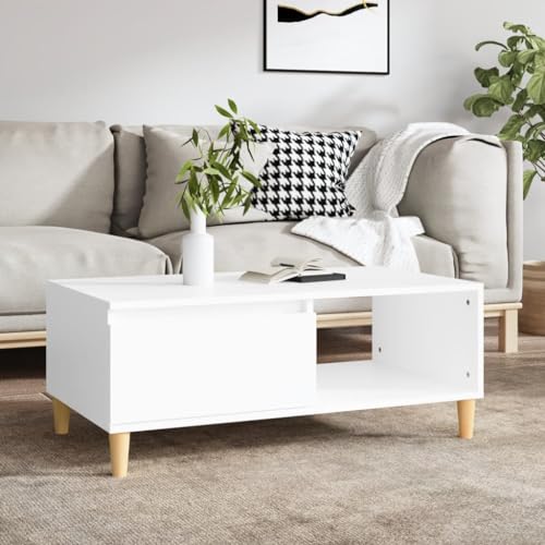 BUKSCYJS Wohnzimmertisch Klein,Truhentisch Couchtischcouchtisch Weiß 90x50x36,5 cm Holzwerkstoffgeeignet FüR Wohnzimmer, Neben Dem Sofa, Arbeitszimmer, Konferenzraum