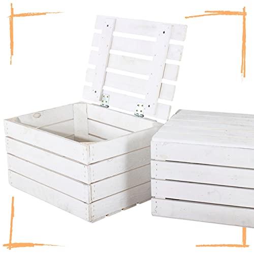 Obstkisten Online 2er-Set Neue Holztruhe in Weiß (kleinste Größe)