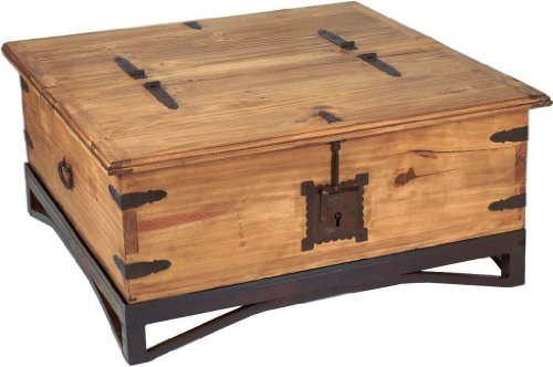 MiaMöbel Truhentisch Mexico Möbel 97x50x97 cm Landhausstil Massivholz Pinie Honig