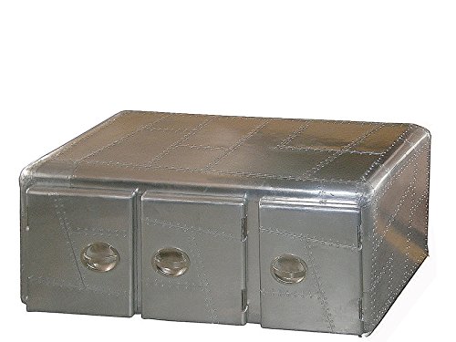 Designer TV-Lowboard Couchtisch Wohnzimmertisch Sofatisch Kaffeetisch Aluminium Koffer Truhe Modern Industrial 100 x 50 x 50 cm