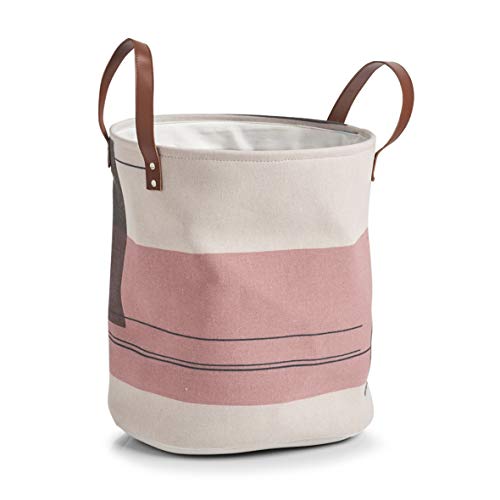 Zeller 14280 Aufbewahrungskorb 'Modern', Leinen, ca. Ø 35 x 40 cm, Wäschesammler, Ordnung