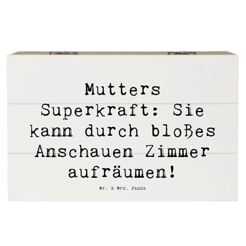 Mr. & Mrs. Panda 19 x 12 cm Holzkiste Spruch Mutters Magie - Geschenk, Superkraft, Geschenkbox, Mutter-Kind-Beziehung, Truhe, Mutterliebe,
