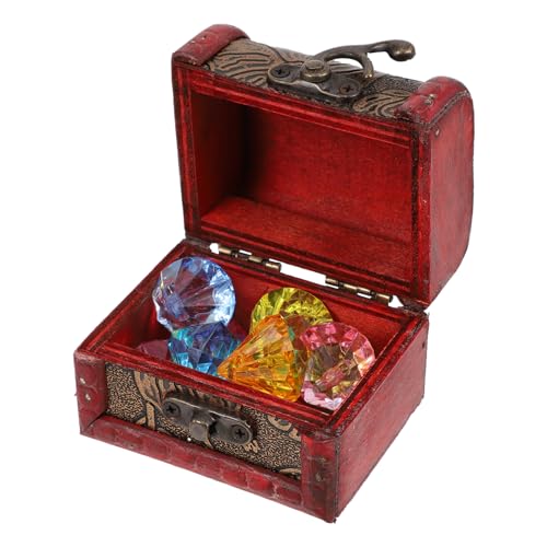 BESTonZON 1 Satz Piraten-schatztruhe Mini-piraten-schatzkisten Party Tisch Streuen Edelsteine Geburtstagsdekoration Gefallen Ringe Perlen Für Kinder Schatz Der Piratenjuwelen Brust Acryl