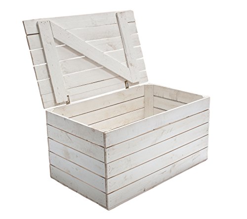 2er-Set Neue Holztruhe in Weiß (größte Größe)