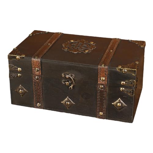 BBAUER Schatz-Aufbewahrungsbehä lter, 1 Stück, abschließbare Schatztruhe aus Holz, langlebige Vintage-Schatztruhe, Retro-Schatz-Aufbewahrung sbox, dekorative Truhe für Schmuck, Perlenschmuck