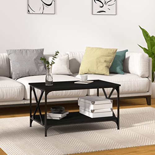 BUKSCYJS Tisch Wohnzimmer,Truhentisch Couchtischcouchtisch Schwarz 80x50x45 cm Holzwerkstoff Und Eisengeeignet FüR Wohnzimmer, Neben Dem Sofa, Arbeitszimmer, Konferenzraum