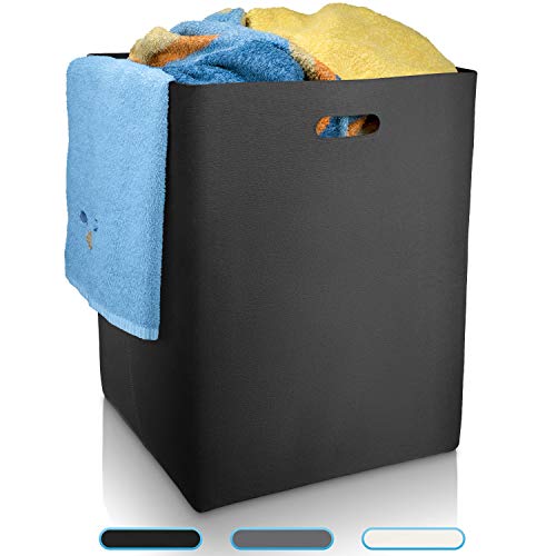 Wäscherkorb Filz, Wäschesammler, Korb Aufbewahrung, Wäschesortierer, Wäschetruhe, Wäschekorb faltbar Wäschekörb Aufbewahrungskorb groß Laundry Baskets Wäschepuff (Schwarz)
