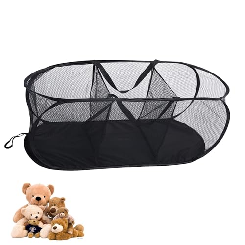 Ruwshuuk Mesh-Wäschekorb - Pop-up-Wäschesortierer mit 3 Fächern | Zusammenklappbarer Schmutzwäschekorb mit Griff für die Organisation zu Hause