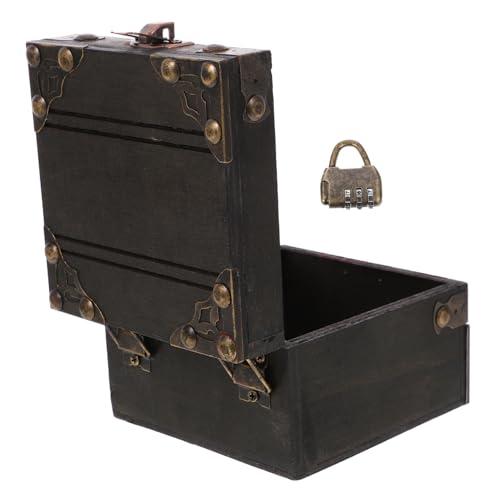 GRIRIW Vintage Schatzkiste Aus Holz Schmuckkästchen Mit Metalloptik Scharnieren Andenkenkiste Für Erinnerungen Dekorative Truhe 20x15x10cm