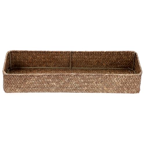 Tolida Gewebte Wasserhyazinthe Aufbewahrungskorb, Natürliches Seegras Korb zur Lagerung, Weidenkorb für das Badezimmer, Toilettenwassertank 42 * 14 * 7CM