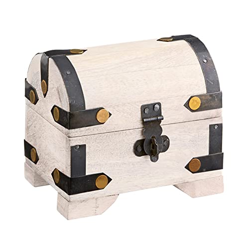 Kleine Schatztruhe, Holz Schmuckkästchen, Schatzkiste, Aufbewahrungsbox mit Deckel, Dekorative Holztruhe, Geschenkbox Schachtel, Holzkiste mit Deckel, Weiße Holzbox, Verpackung für Geldgeschenke