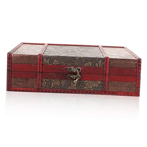 SEWOART Aufbewahrungsbox Mit Schloss Aufbewahrungskoffer Mit Schloss Schatztruhe Abschließbare Truhe Holzkisten Mit Deckel Abschließbarer Aufbewahrungskoffer Dekorative