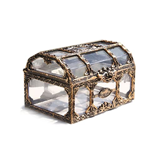 1pc Plastik Plastik transparenter Piraten Schatzkasten Truhen Keepsake Storage Box Bitcoin Aufbewahrungskoffer Mini -Schmuck Organizer für Kinder und Erwachsene, Halloween