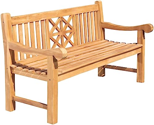 CLP Teak-Gartenbank Florida I Sitzbank Mit Ergonomischer Sitzfläche Aus Vollholz I Sitzhöhe: 44 cm, Farbe:Teak, Größe:180 cm