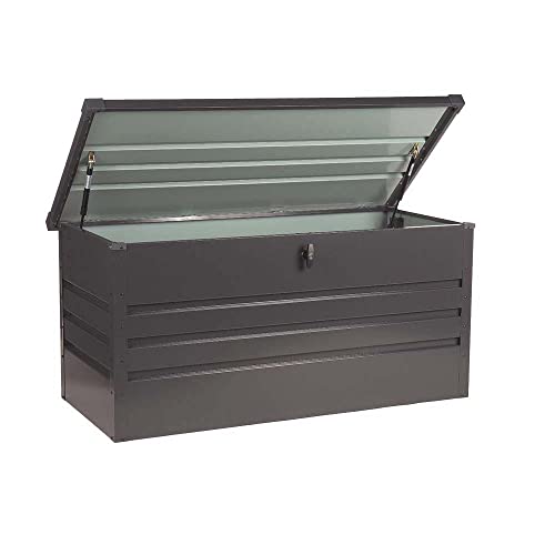 Home Deluxe - Metallaufbewahrungsbox - MEGABOX XXL, Anthrazit - 600 L Fassungsvermögen, Maße: 158 x 64 x 62 cm, verzinktes Stahlblech, wasserdicht I Aufbewahrungsbox mit Deckel Gartenbox Auflagenbox