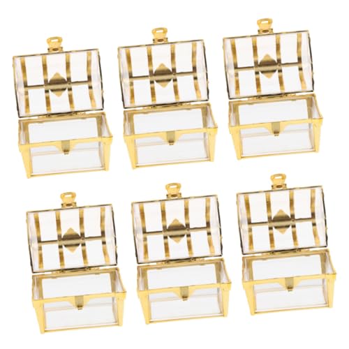 Cabilock 6er-box Süßigkeiten Box Schmuckkästchen Partygeschenkboxen Klein Bonbonschachteln Zum Abschluss Mit Deckel Kleine Schatztruhe Mini-schatztruhe Golden Plastik