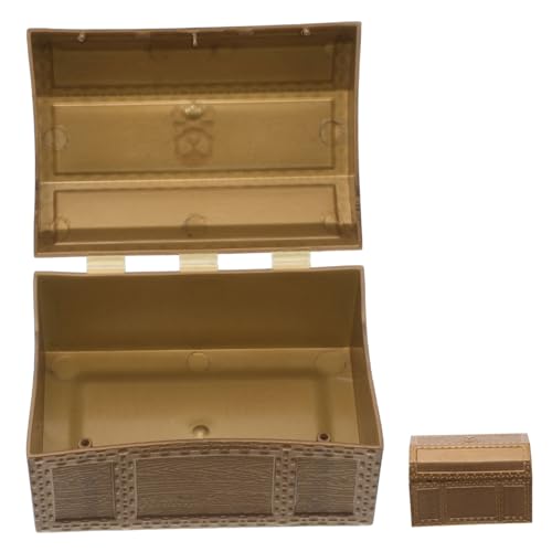 Vaguelly Box Piratenschatzkiste Kinderspielzeug Spielzeug Pirat Geburtstagsdekoration Mini Schatztruhe Schatztruhe Klassenzimmer Schatzkiste Aufbewahrung Kunststoff Golden