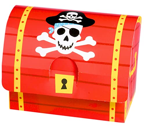 Amscan 399900 - Schatzkiste Pirat, 8 Stück, Größe 8,2 x 10,7 x 6,3 cm, aus Papier, Geschenk-Box, Mitgebsel, Verpackung, Kinder-Geburtstag, Karneval, Motto-Party