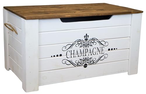 Kistenkolli Altes Land Holztruhe Pascale mit Aufdruck Champagne -Endlich Ordnung