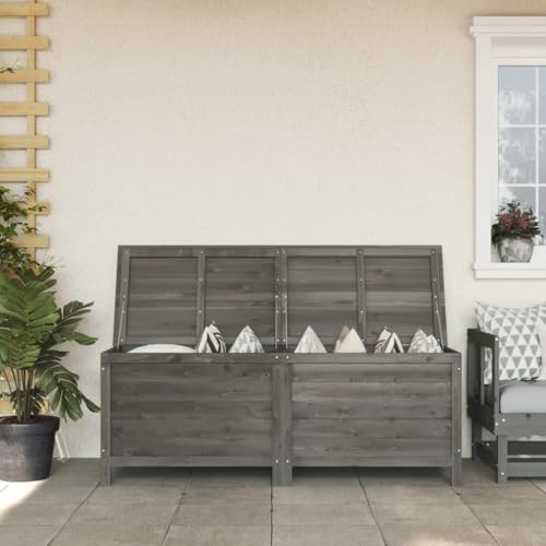 prissent Gartentruhe Anthrazit 150x50x56,5 cm Massivholz Tanne Sitztruhe Holz Holz Gartenbox Holz Gartentruhe Holz Sitzbank Outdoor Gartentruhe Sitzbank Auflagenbox Holz