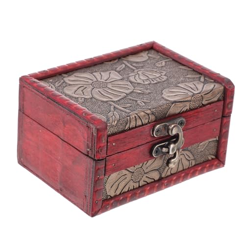 MUSISALY Kasten Aufbewahrungskiste Kosmetik Vintage-boxen Retro-schmucktruhe Schmuck-organizer-fach Mini-schatztruhe Schmuckaufbewahrungsorgan isator Aufbewahrungsbehälter Hölzern Brown