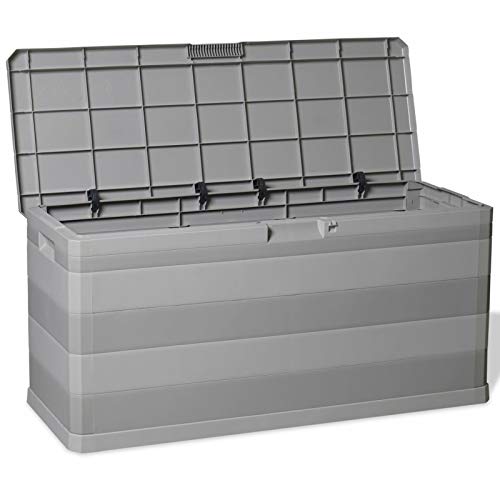 Susany Auflagenbox Aufbewahrungsbox Truhe Gartenbox Abmessungen:117 x 45 x 56 cm (L x B x H),Abschließbar (Schloss ist nicht inbegriffen),280 L,Geeignet für den Innen- und Außenbereich,Hellgrau