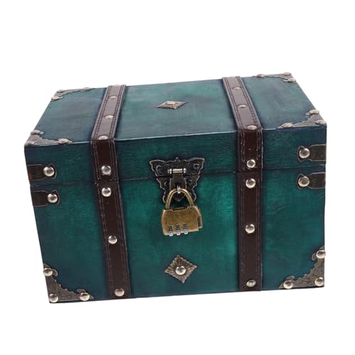 IMIKEYA Kasten Vintage Aufbewahrungsbox Schmuckkästchen Aus Holz Organizer Für Hölzerne Truhe Aufbewahrungsbox Für Schmuckstücke Schatzkiste Schmucketui Aus Holz Schatztruhe Mit Schloss