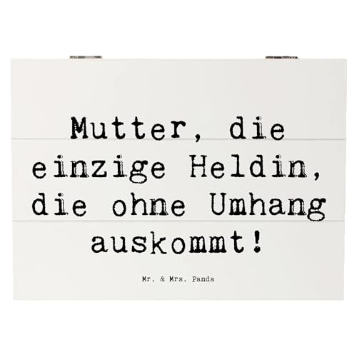 Mr. & Mrs. Panda 25 x 18 cm Holzkiste Spruch Heldin Mutter - Geschenk, Familie, Truhe, Mutter-Kind-Beziehung, Geburtstage, Handarbeit,