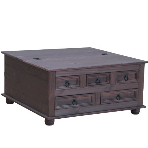 dynamic24 Couchtisch Truhentisch Wohnzimmertisch Holz New Mexico massiv Kiefer kolonial