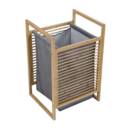 SVITA ILMA Wäschekorb Wäschetruhe Wäschesammler Wäschebehälter für Schmutzwäsche klein Holz Bambus Badezimmer Waschraum Schlafzimmer