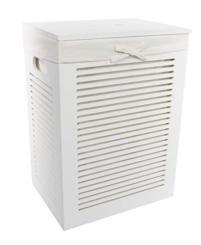 DVier Wäschekorb Holzkorb Wäschetruhe MDF weiß rechteckig 40x30 h.54 66L