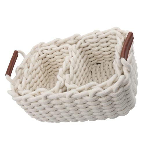WHAMVOX 1 Set Aus Baumwollseil Geflochtene Körbe Dekorative Körbe Weiße Lederkörbe Kleinigkeiten Aufbewahrungskorb