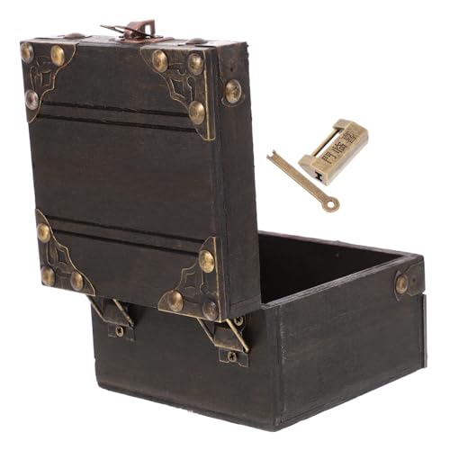 GRIRIW Vintage Schatzkiste Aus Holz Schmuckkästchen Andenkenkiste Truhe Ideal Für Hochzeit Geburtstagsgeschenk Aufbewahrung Von Schmuck Und Erinnerungsstücken 25x15x10 Cm