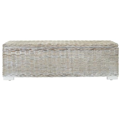 Vopese Truhe Weiß 110 cm Natur Kubu Rattan & Massivholz Mahagoni Model344881