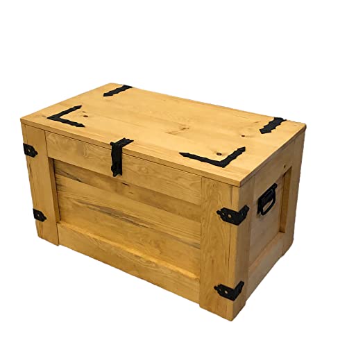 Rustikale Aufbewahrungstruhe holz - Holztruhe XL - Holzkoffer deko - Holz-Kiste massiv shabby chic vintage